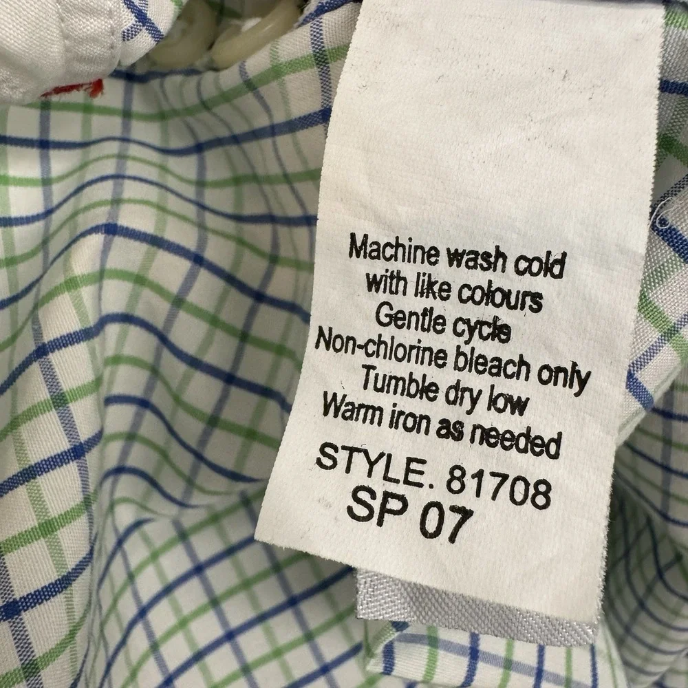 J.Crew Green Blue Plaid Button Down Shirt 81708 Sz M 100% 2-Ply‎ Cotton #192